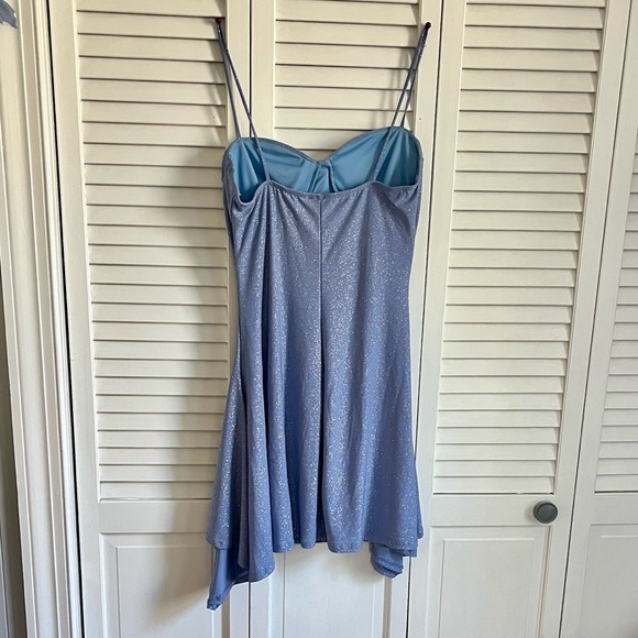 Windsor Shimmer Light Blue Spaghetti-Strap Mini Dress - Picture 4 of 7